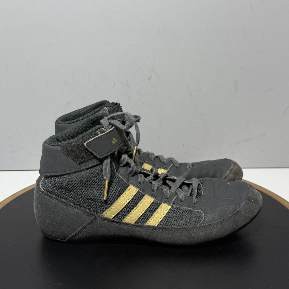 Adidas Shoes Mens Size 6 Gray Gold Wrestling Mesh High Top Sneakers Athletic